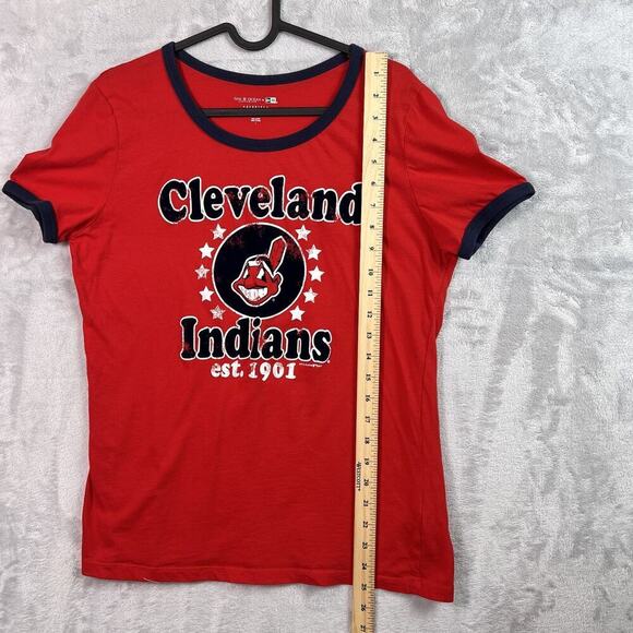 Cleveland Indians Chief Wahoo Shirt Women's Large New Era Merch Red Blue Velvet - Picture 4 of 12